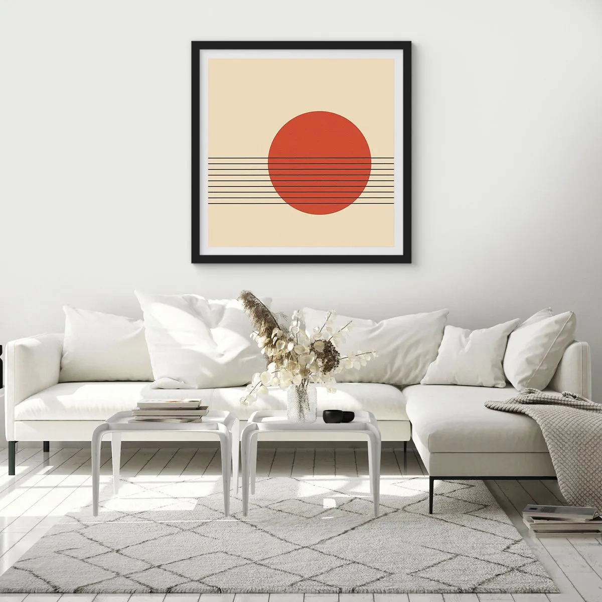 Pôster com moldura preta - Em círculo e mais além - 60x60 cm