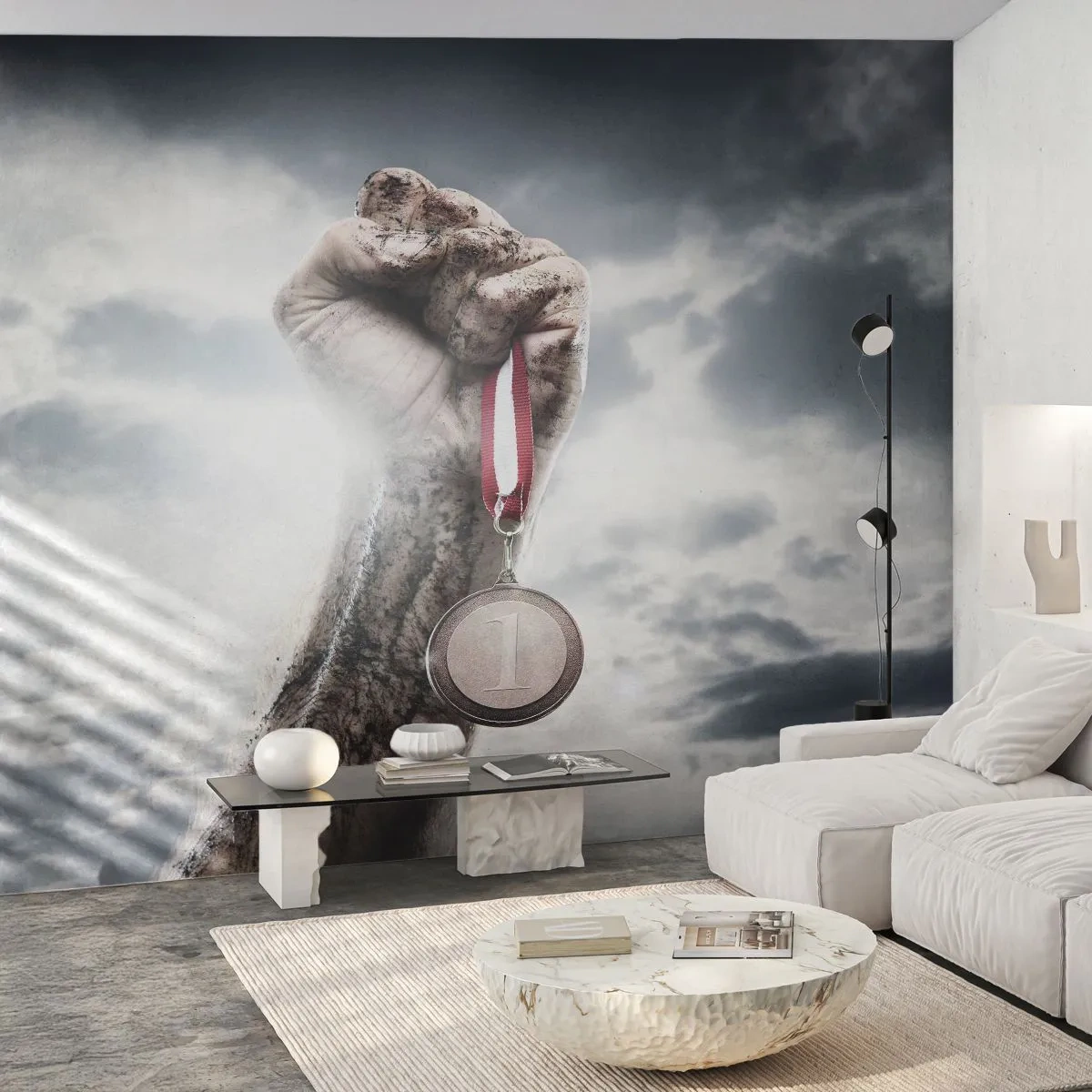 Papel de Parede Premium Canvas - Per aspera ad astra - Esporte, Medalha Esportiva, 3D - 250x175 cm