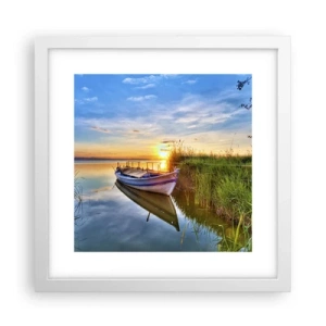 Pôster em moldura branca - Enseada de sonhos realizados - 30x30 cm