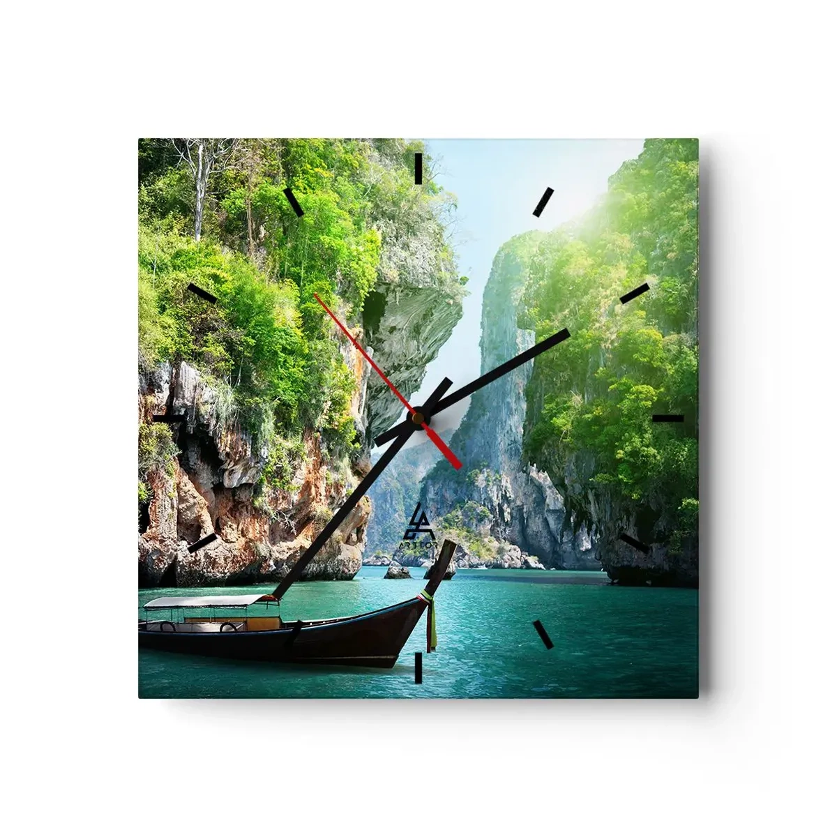 Relógio de parede - Relógio em vidro - Um convite para uma viagem exótica - 40x40 cm