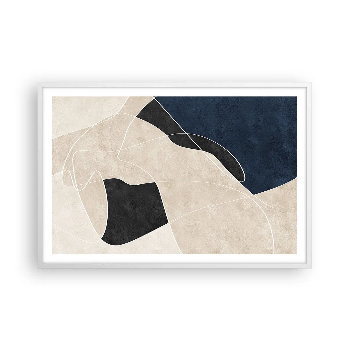 Pôster em moldura branca - Composição abstrata – contraste de cores - 91x61 cm