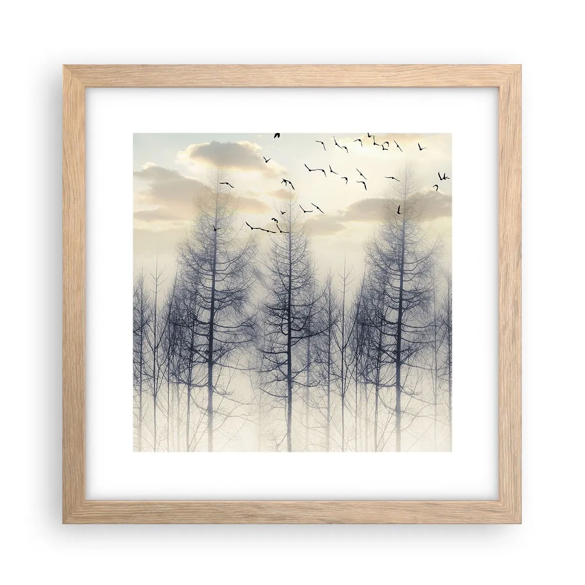 Pôster com moldura de carvalho claro - Espíritos florestais - 30x30 cm