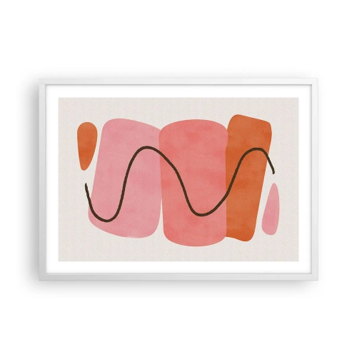 Pôster em moldura branca - Movimento suave de formas - 70x50 cm
