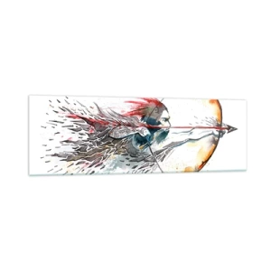 Quadro em vidro - Guerreiro mítico com um arco de fogo - 160x50 cm