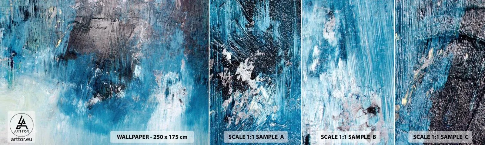 Amostra de Papel de Parede Standard Eco - Rapsódia em azul - Abstração, Pedaço, Arte Moderna - 100x30 cm