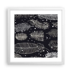 Pôster em moldura branca - Rendas de penas - 40x40 cm