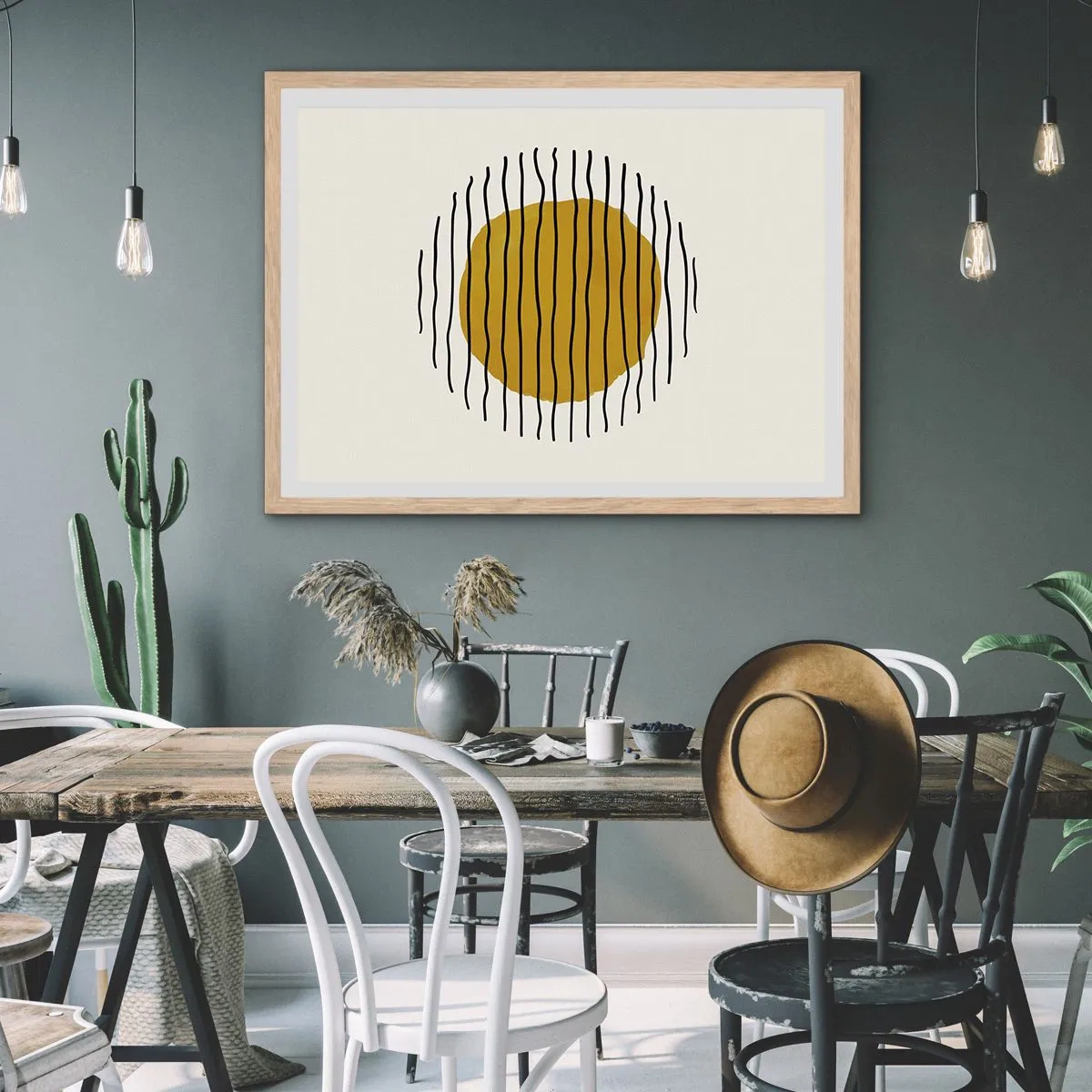 Pôster com moldura de carvalho claro - Abstração a tremer com o calor - 40x30 cm