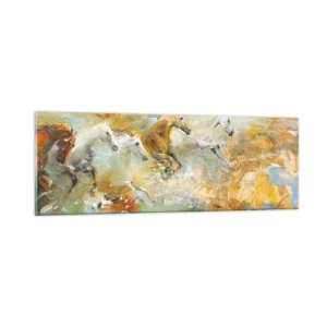 Quadro em vidro - A galope através da luz - 90x30 cm