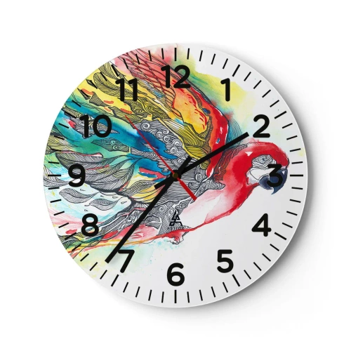 Relógio de parede - Relógio em vidro - Viva com cor - 30x30 cm