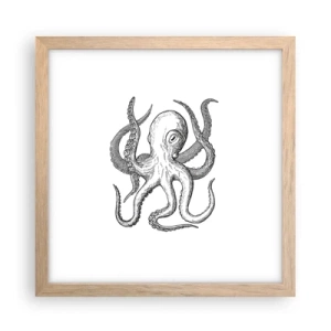 Pôster com moldura de carvalho claro - Dançando com as ondas - 30x30 cm