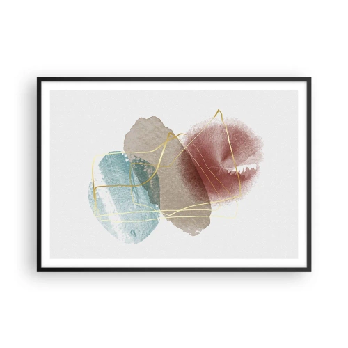 Pôster com moldura preta - Corais espaciais - 100x70 cm