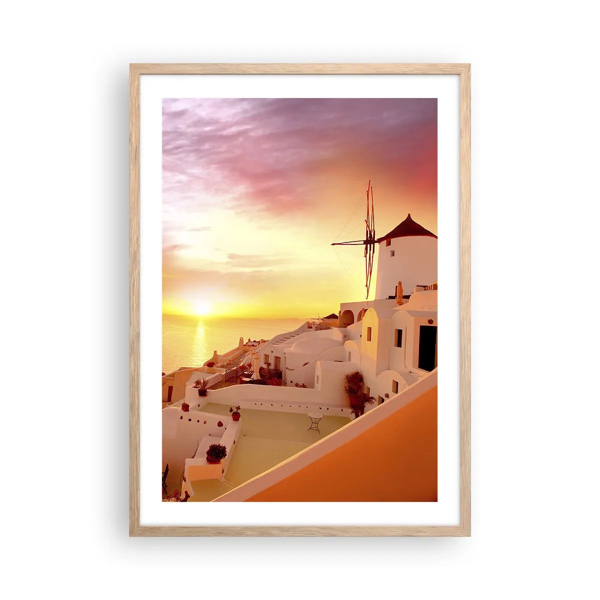 Pôster com moldura de carvalho claro - Derreter em branco e ouro - 50x70 cm