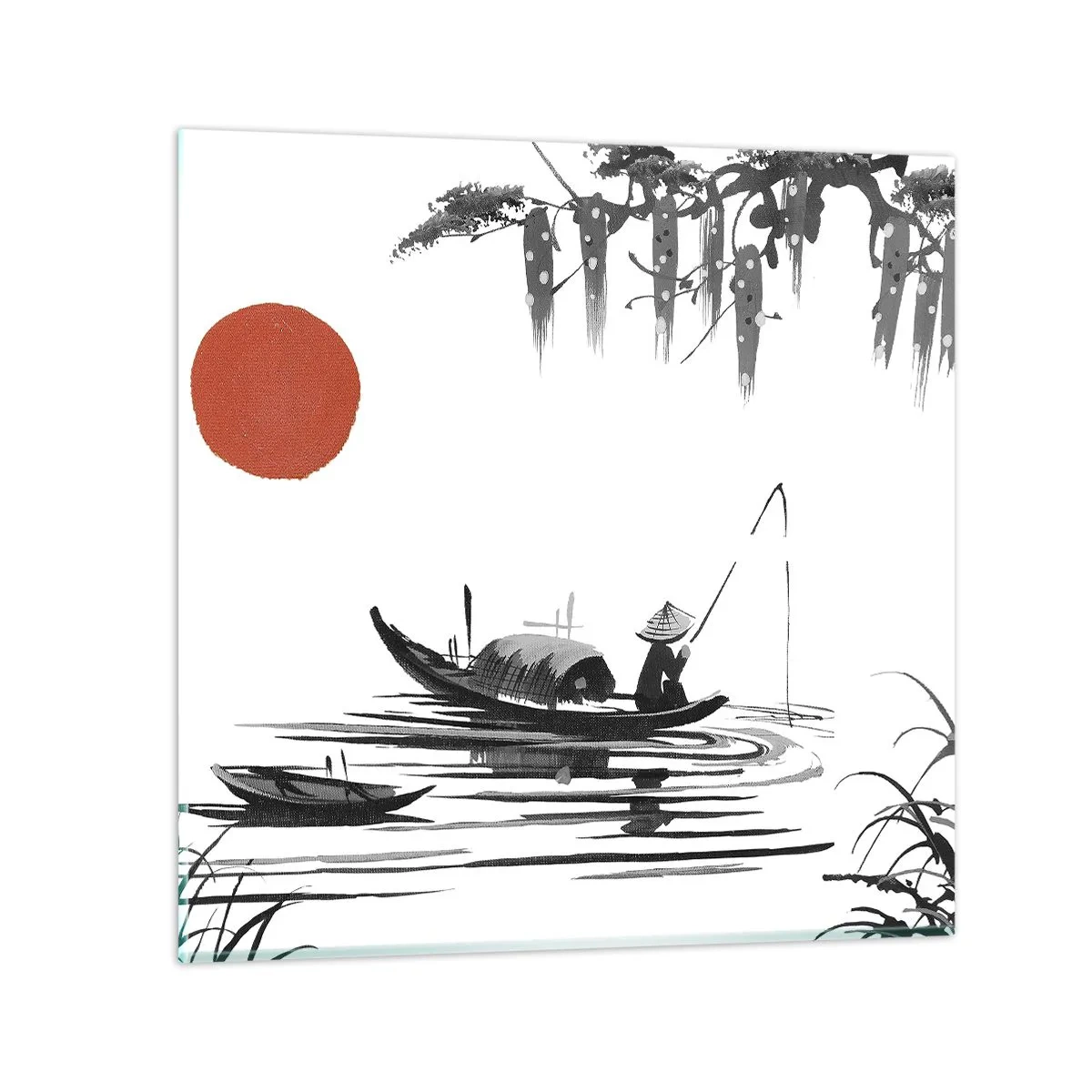 Quadro em vidro - Tarde asiática - 60x60 cm