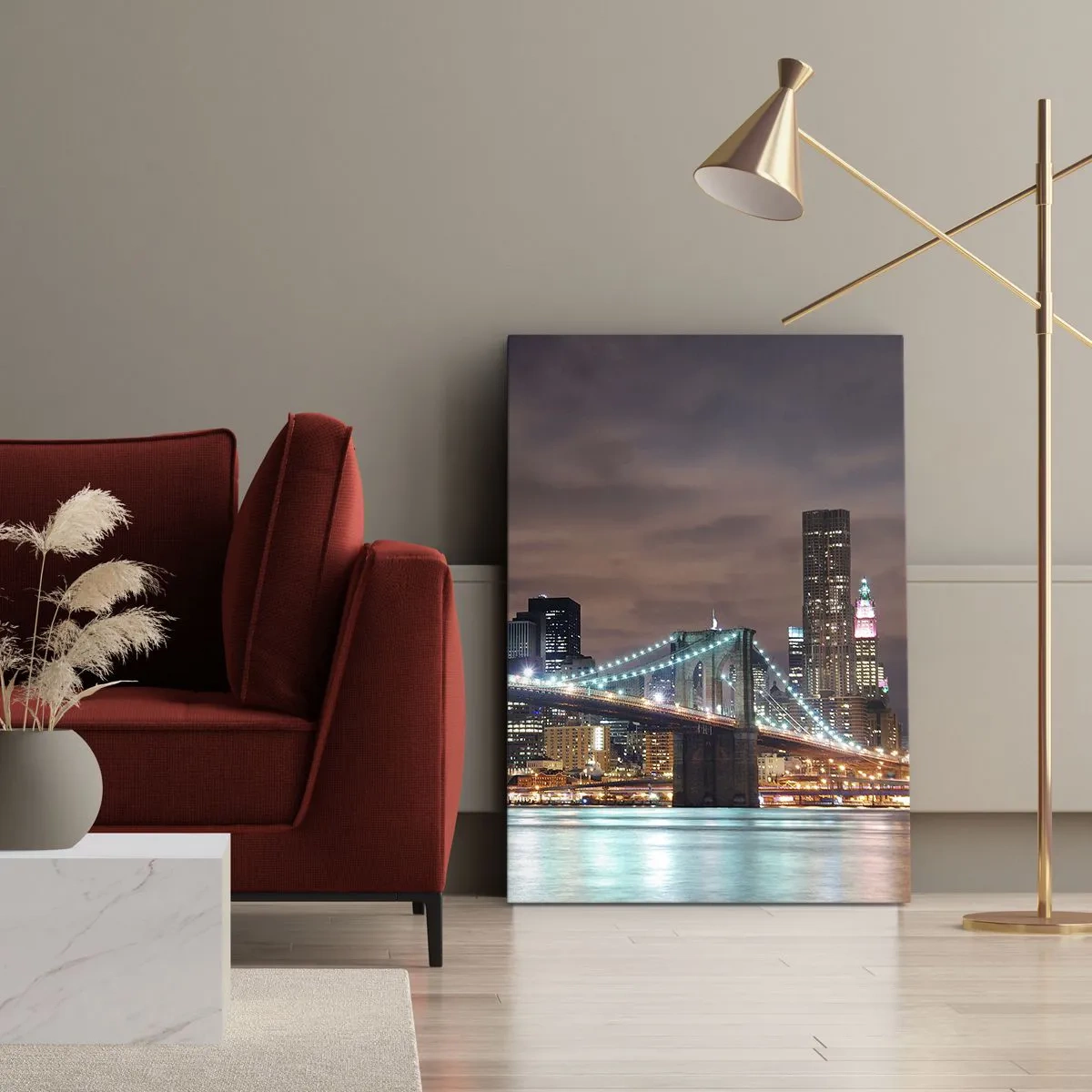 Quadro em tela - Luzes de uma cidade grande - 45x80 cm