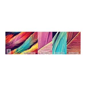 Amostra de papel de parede autocolante Deluxe Sticker - Arco-íris emplumado - Penas, Luz, Colorida - 100x30 cm