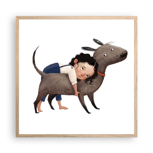 Pôster com moldura de carvalho claro - Melhores amigos - 60x60 cm