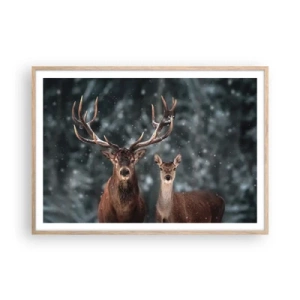 Pôster com moldura de carvalho claro - O senhor da floresta com sua esposa - 100x70 cm