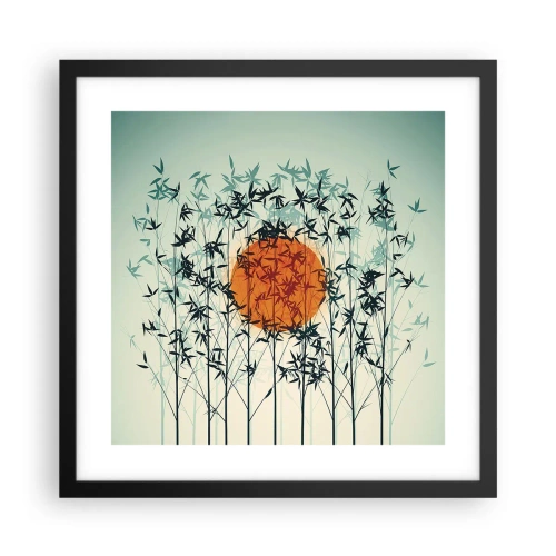Pôster com moldura preta - Sol japonês - 40x40 cm