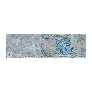 Amostra de papel de parede Premium Sand - Em um labirinto azul e cinza - Rabiscos, Brilhante, Caos - 100x30 cm