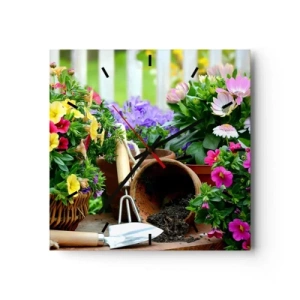 Relógio de parede - Relógio em vidro - Jardim da Joana - 40x40 cm