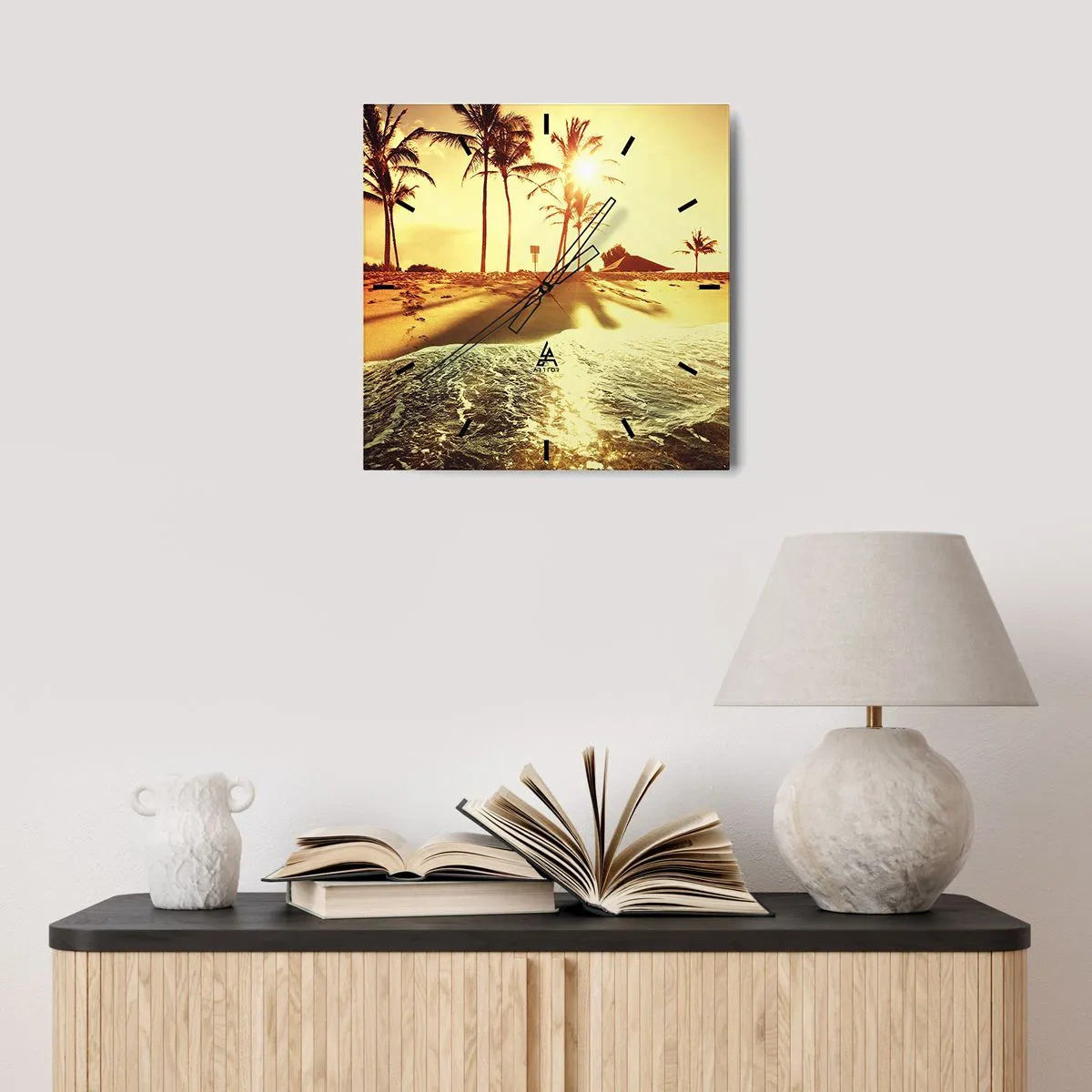 Relógio de parede - Relógio em vidro - Califórnia à tarde - 40x40 cm