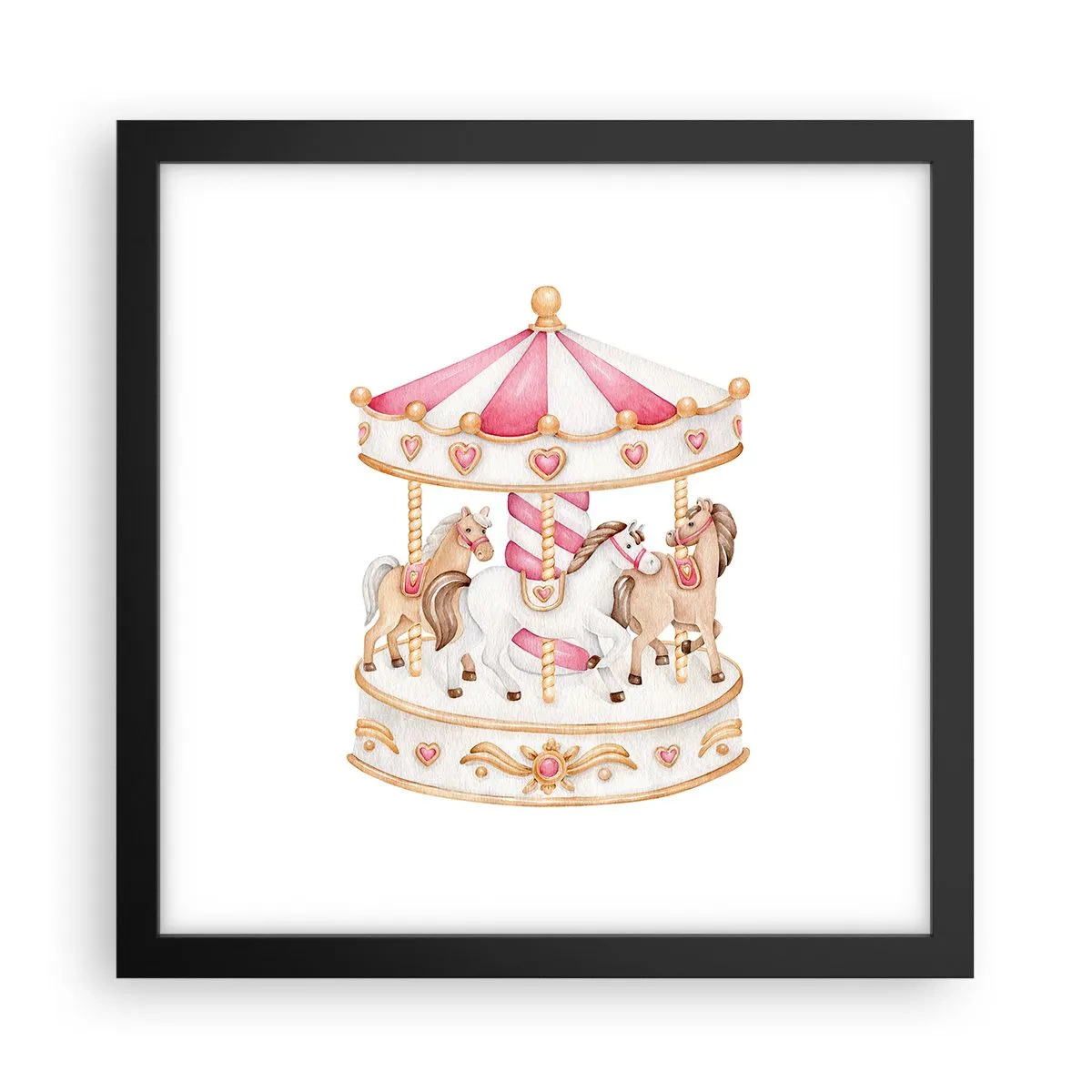 Pôster com moldura preta - O doce mundo da infância - 30x30 cm