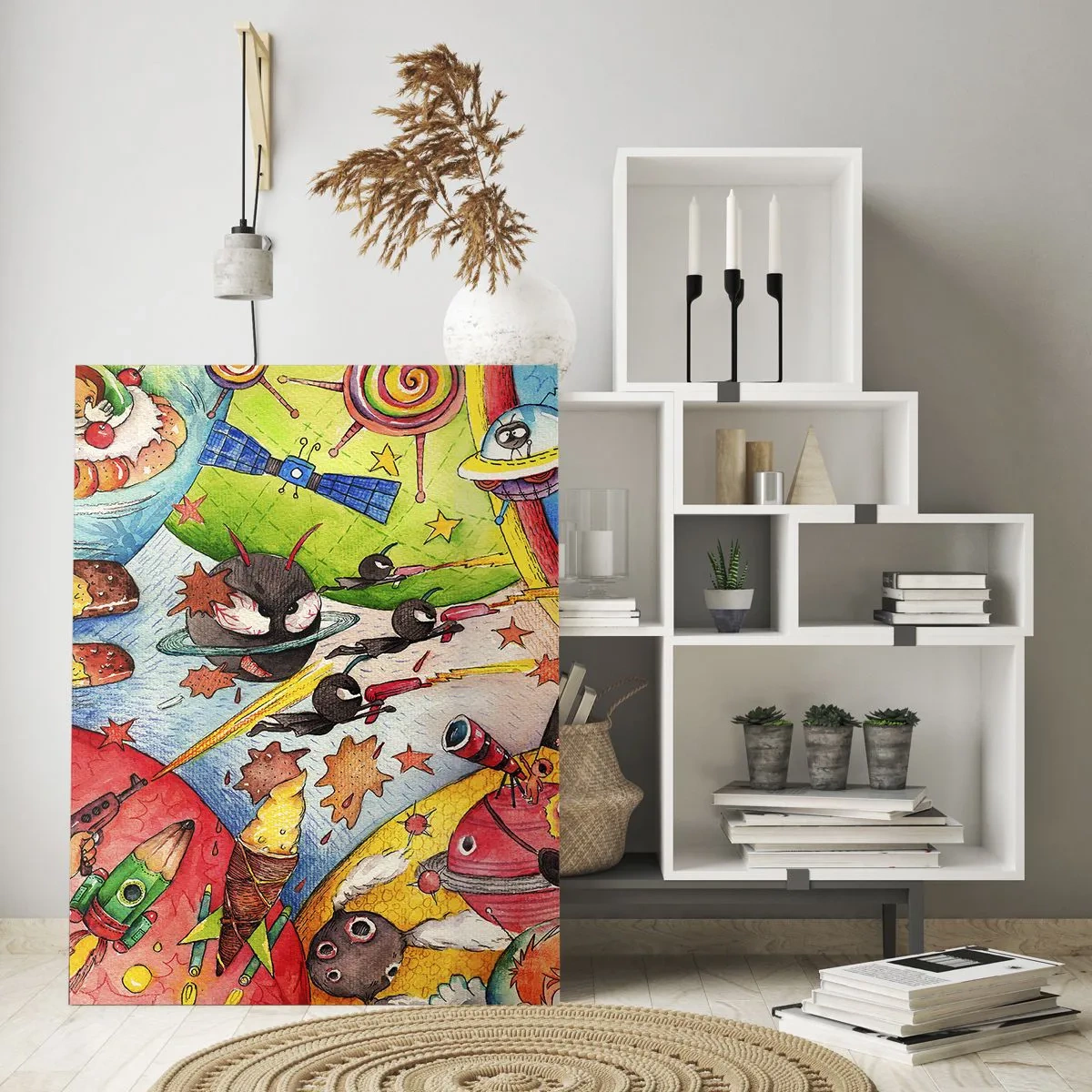 Quadro em vidro - Uma grande aventura espacial - 70x100 cm