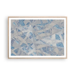 Pôster com moldura de carvalho claro - Em um labirinto azul e cinza - 100x70 cm