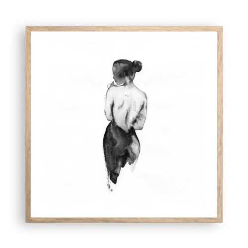 Pôster com moldura de carvalho claro - Com ela, o mundo desaparece - 60x60 cm