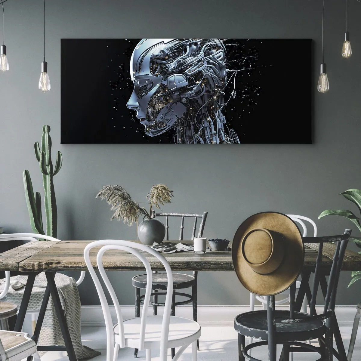Quadro em tela - A tecnologia é uma mulher - 100x40 cm
