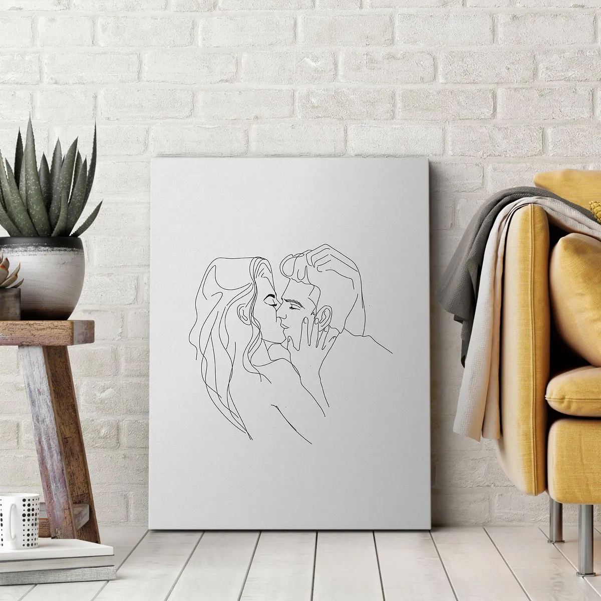 Quadro em tela - Com a mesma linha - 65x120 cm