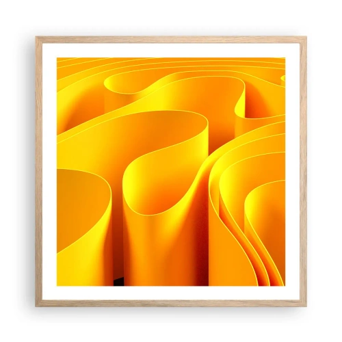 Pôster com moldura de carvalho claro - Como as ondas do sol - 60x60 cm