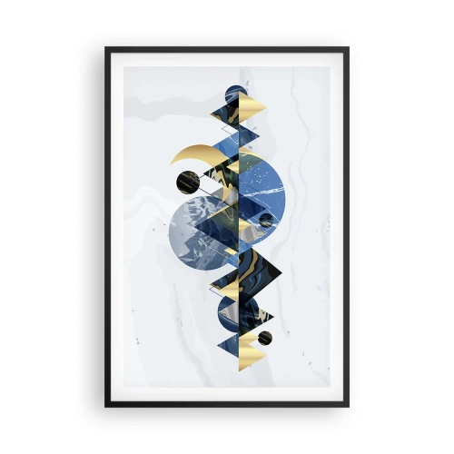 Pôster com moldura preta - Paisagem geométrica - 61x91 cm