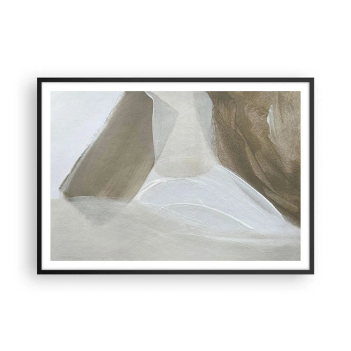 Pôster com moldura preta - Uma onda de branco - 100x70 cm