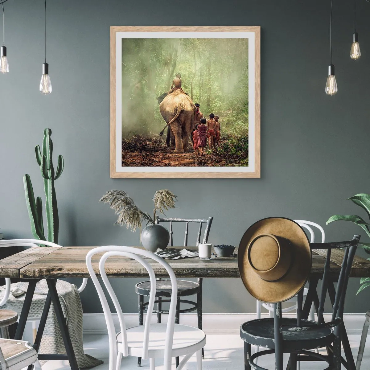 Pôster com moldura de carvalho claro - Novo Livro da Selva - 40x40 cm