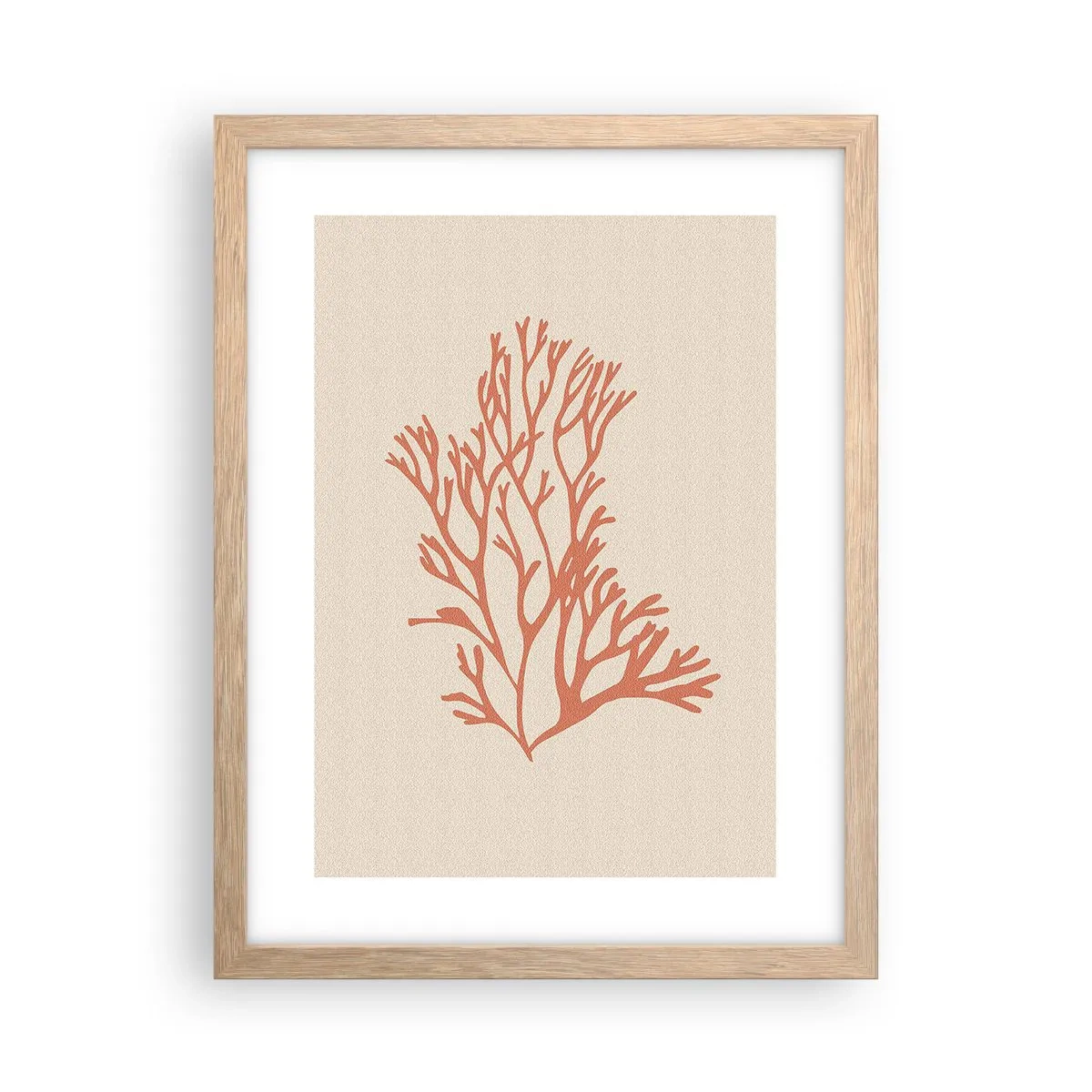 Pôster com moldura de carvalho claro - Filigrana coral - 30x40 cm