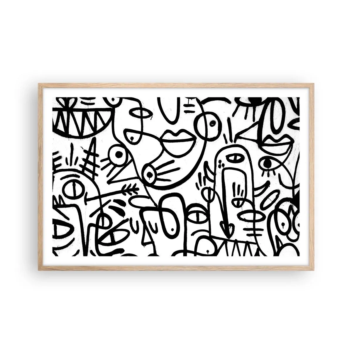 Pôster com moldura de carvalho claro - Rostos e miragens - 91x61 cm