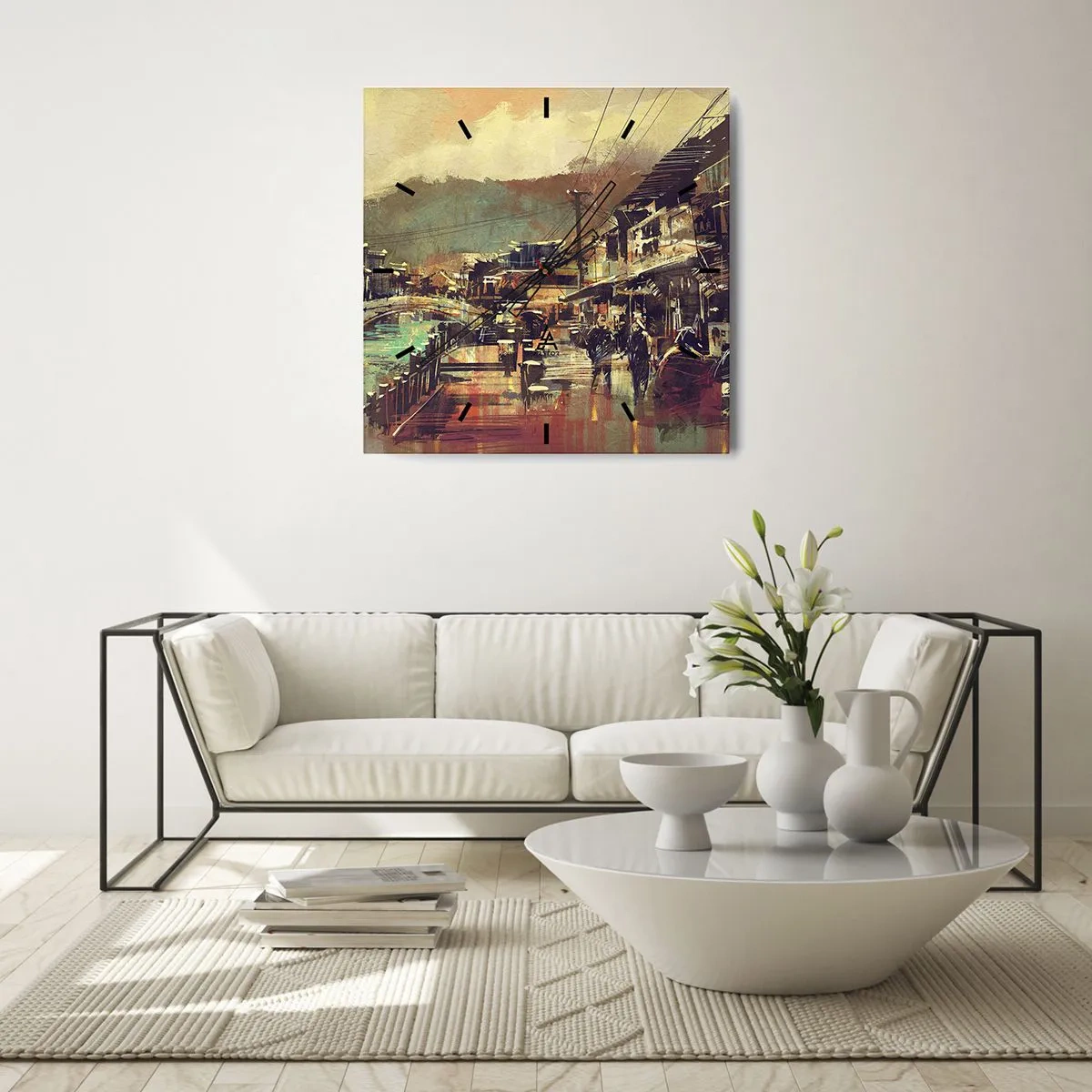 Relógio de parede - Relógio em vidro - A vida como uma riqueza cinzenta - 30x30 cm