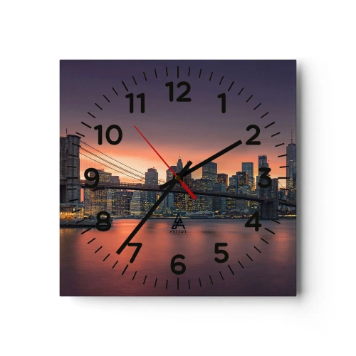 Relógio de parede - Relógio em vidro - Imersa no silêncio lilás - 40x40 cm