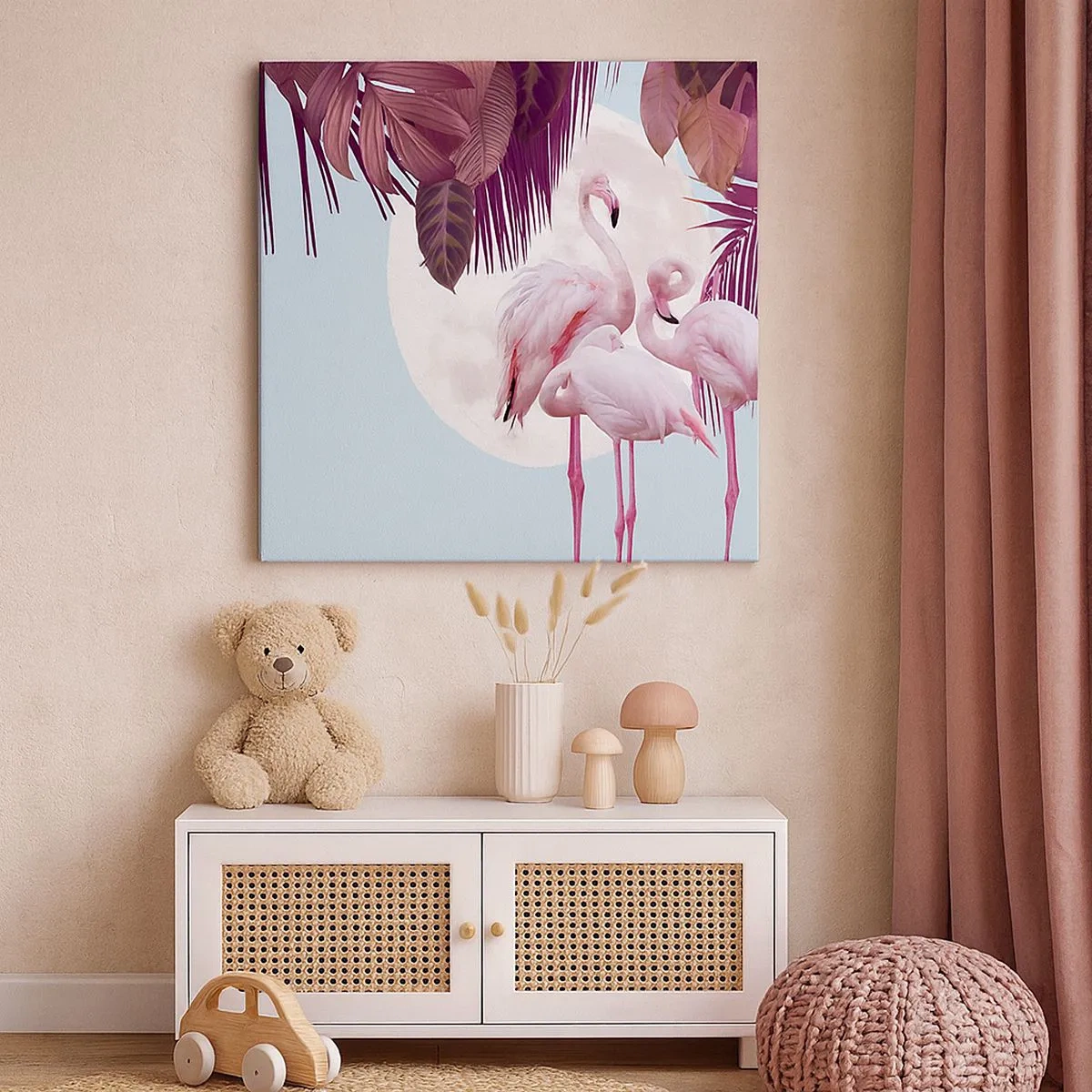 Quadro em tela - Três graças de pássaros - 30x30 cm