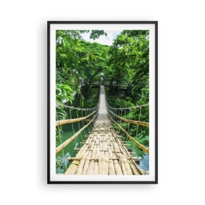 Pôster com moldura preta - Ponte de macacos sobre a vegetação - 61x91 cm