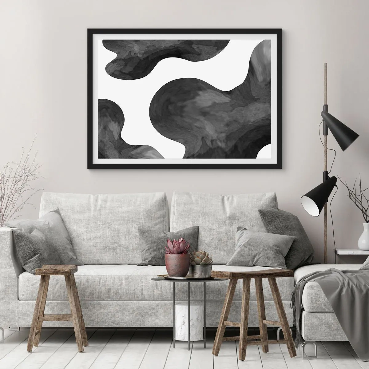 Pôster com moldura preta - Via Láctea - 50x40 cm