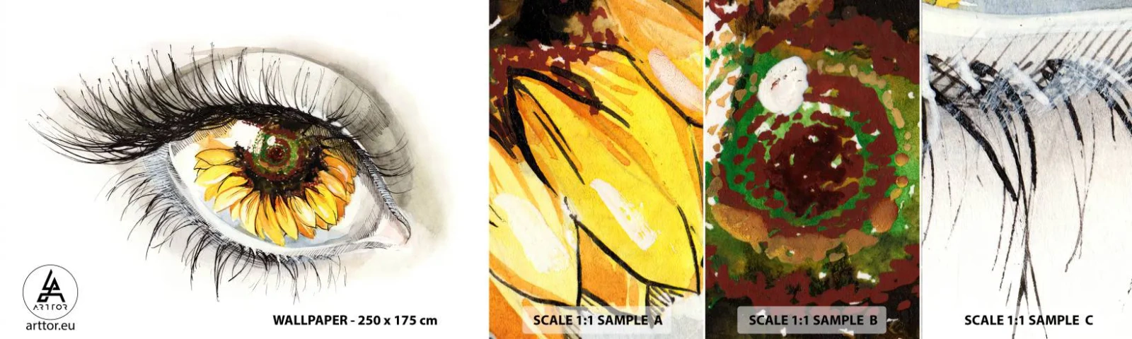 Amostra de Papel de Parede Standard Eco - Um olhar tão quente como o verão - Abstração, Gráficos, Olho - 100x30 cm