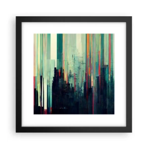 Pôster com moldura preta - Cidade futurista - 30x30 cm