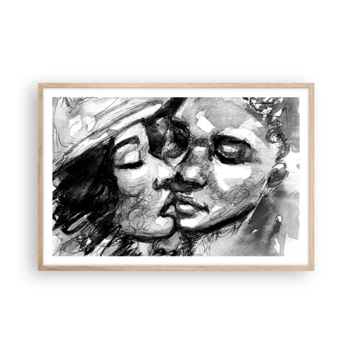 Pôster com moldura de carvalho claro - Um momento de ternura - 91x61 cm