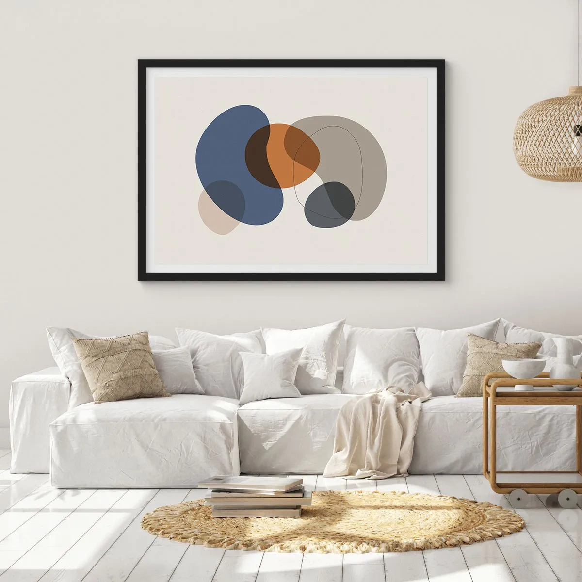 Pôster com moldura preta - Gotas de cor - 100x70 cm