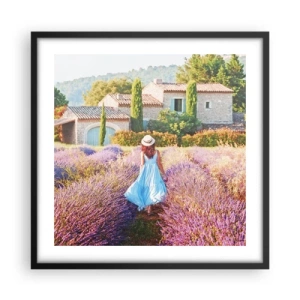 Pôster com moldura preta - Menina Lavanda - 50x50 cm
