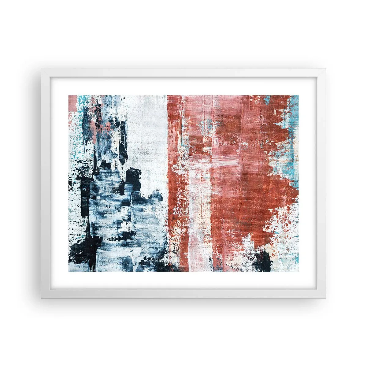 Pôster em moldura branca - Meio a meio abstrato - 50x40 cm