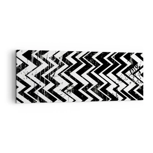 Quadro em tela - Zig-branco, zag-preto - 140x50 cm