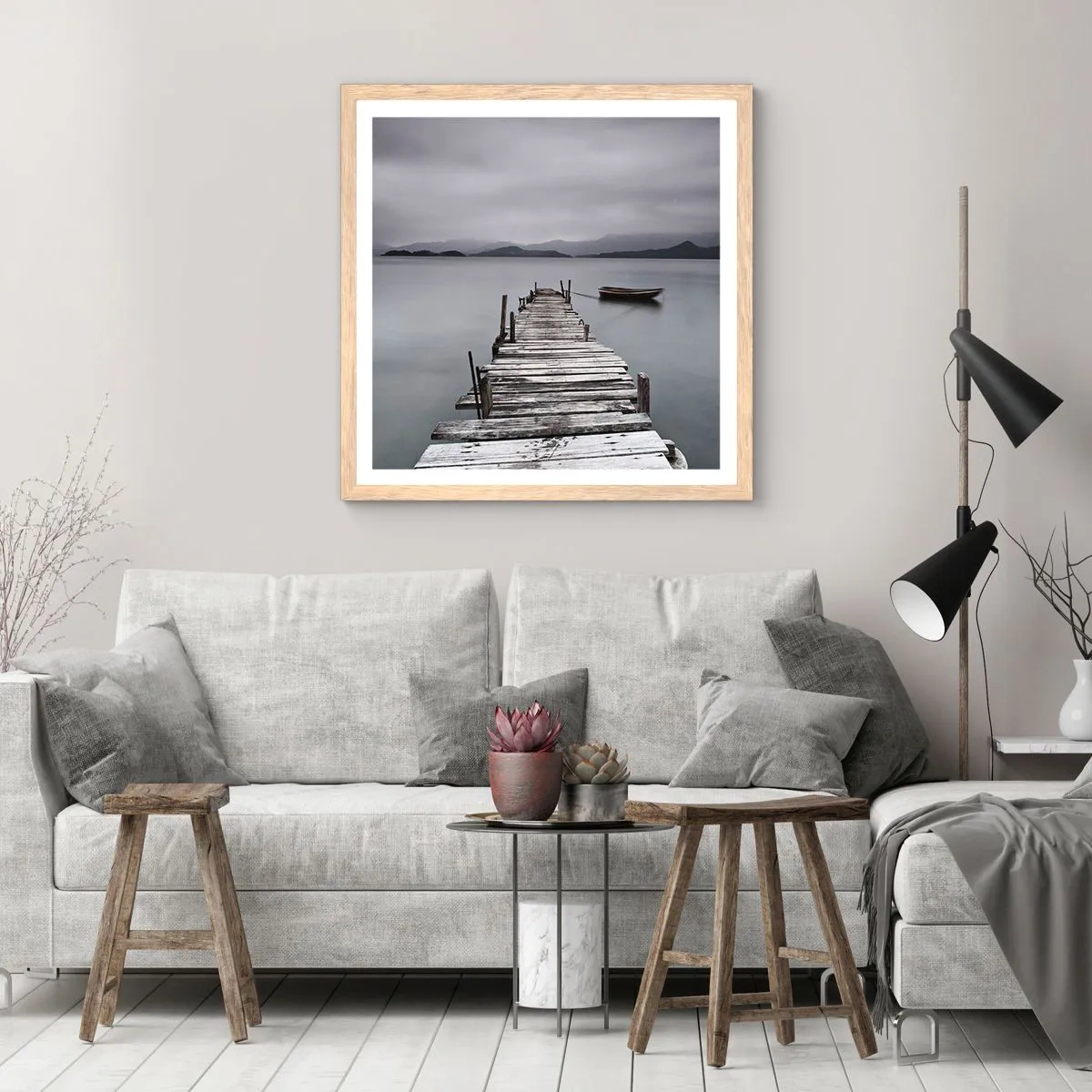 Pôster com moldura de carvalho claro - Amanhã pode ir - 50x50 cm